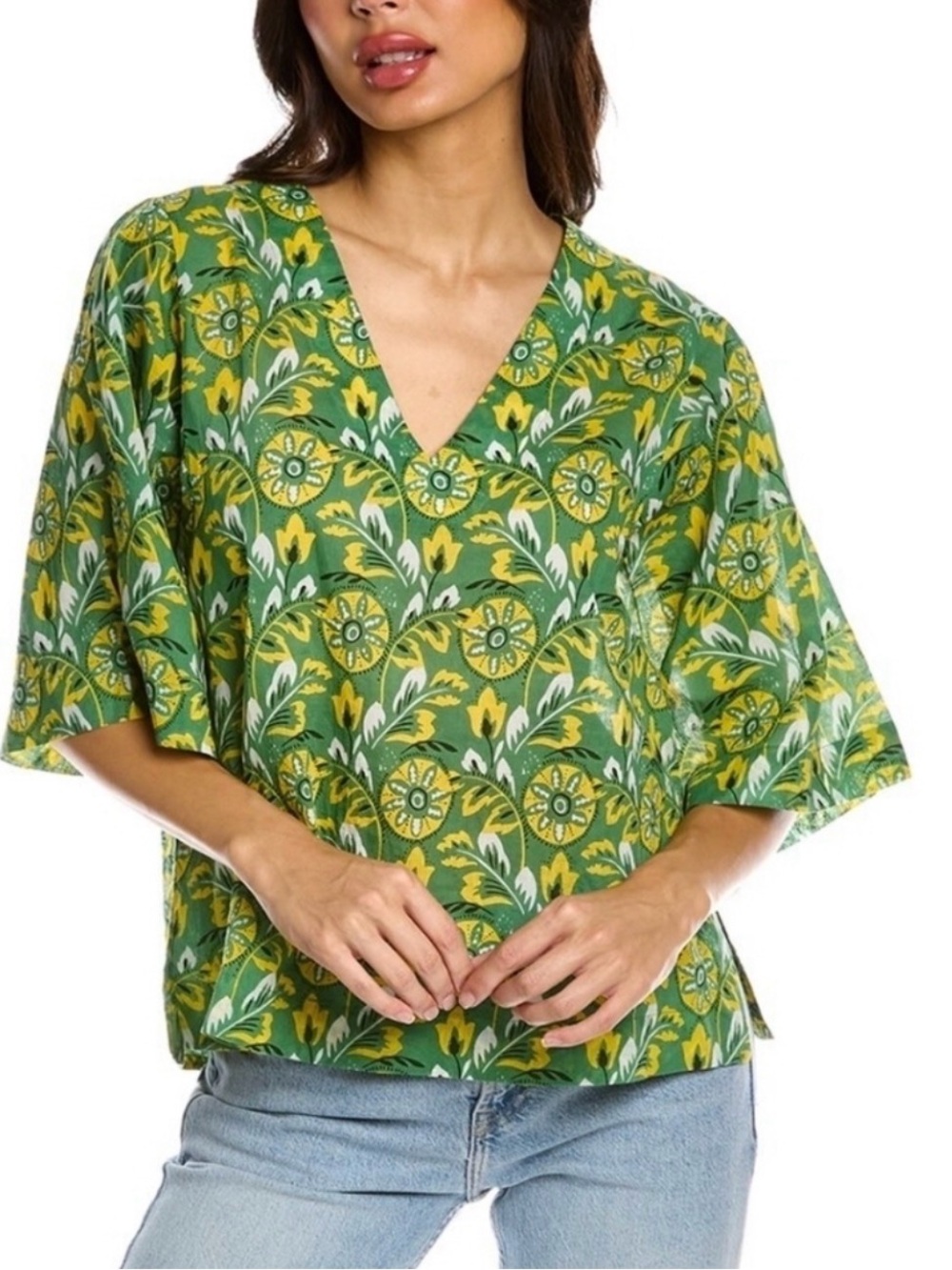 Roller Rabbit Zanna Yansel Boxy Floral Top L